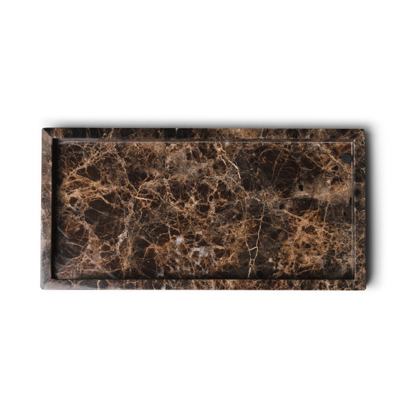 Marble tray 15x30cm, brown